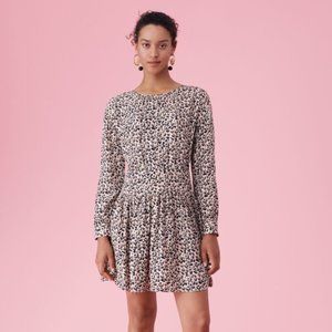 Rebecca Taylor Womens Size 8 100% Silk Leopard Print Long Sleeve Short Dress